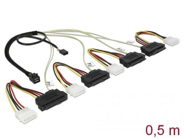 DeLock Mini SAS HD x 4 SFF 8643 apa > 4 x SAS 29 Pin SFF 8482 anya kábel 0,5
m