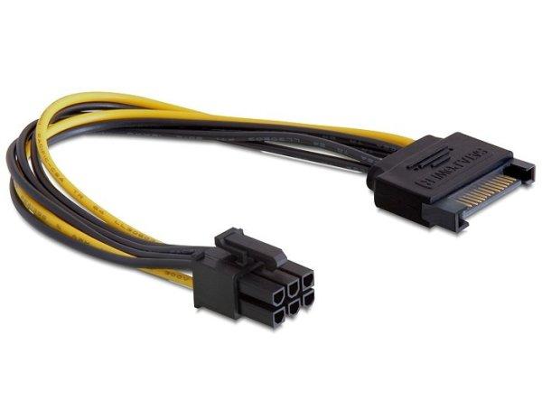 DeLock Cable Power SATA 15 pin > 6 pin PCI Express 0,2m