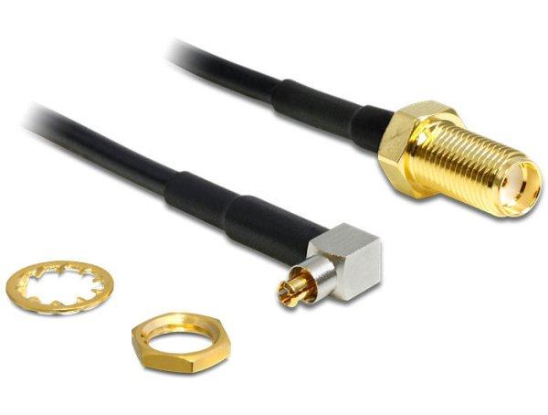 DeLock Antenna Cable SMA Jack Bulkhead > MC-Card Plug 90° 200mm Black