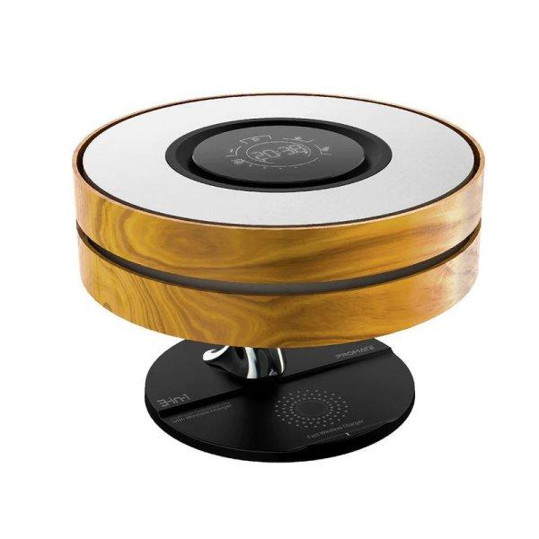 Promate Mirth 3-in-1 Contemporary Designed Wireless Speaker with Desk Lamp and
Wireless Charger Wood