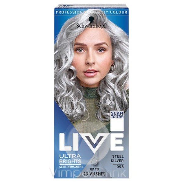 Schwarzkopf Live Color hajszínező 98 Acélos ezüst