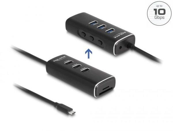 DeLock 3 Port USB 10 Gbps Hub including SD and Micro SD Card Reader with USB
Type-C connector 60 cm Cable and Switch for each port Black