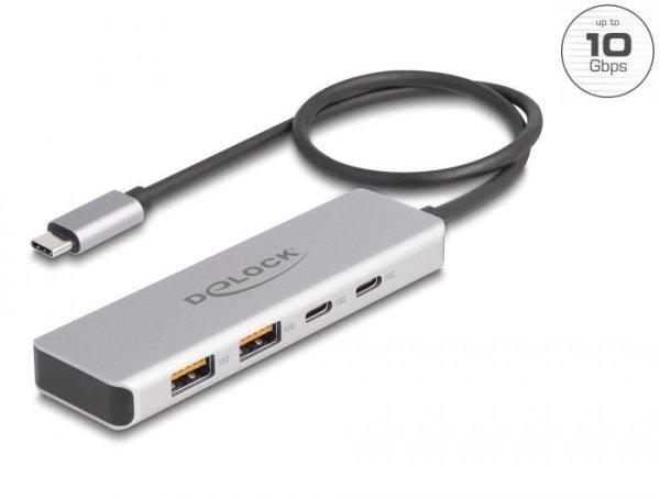 DeLock 4-port USB Type-A USB Type-C Hub 0,35m Grey