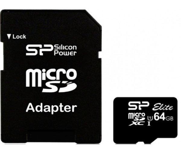 Silicon Power 64GB microSDXC Class 10 UHS-I + adapterrel