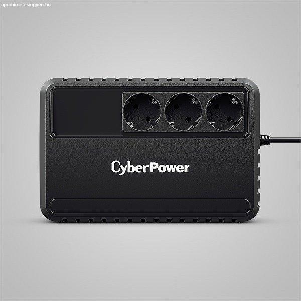 CYBERPOWER UPS BU650EG (3 Schuko) 650VA (360 W), 230V Power-Saving
LINE-INTERAKTÍV szünetmentes elosztó, AVR