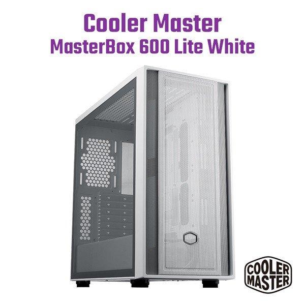 COOLER MASTER Ház ATX MasterBox 600 LITE, Tápegység nélkül, Üvegfalú,
fehér