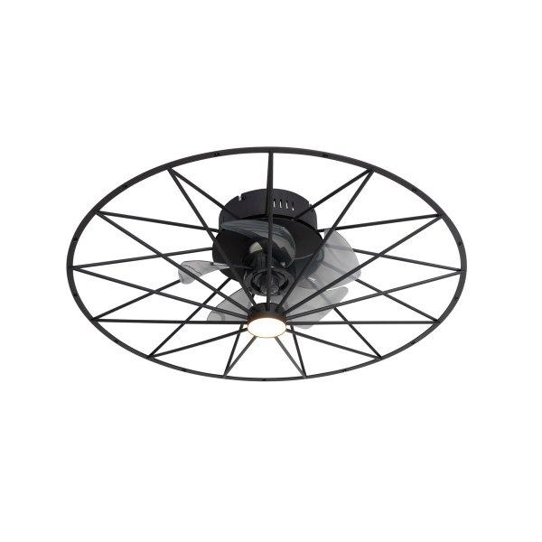 Fekete mennyezeti ventilátor LED-del és távirányítóval - Yaran