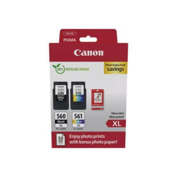 Canon PG-560XL + CL-561XL Tintapatron Multipakk + 50lap fényes A6-os
fotópapír 1x14,3 ml + 1x12,2 ml