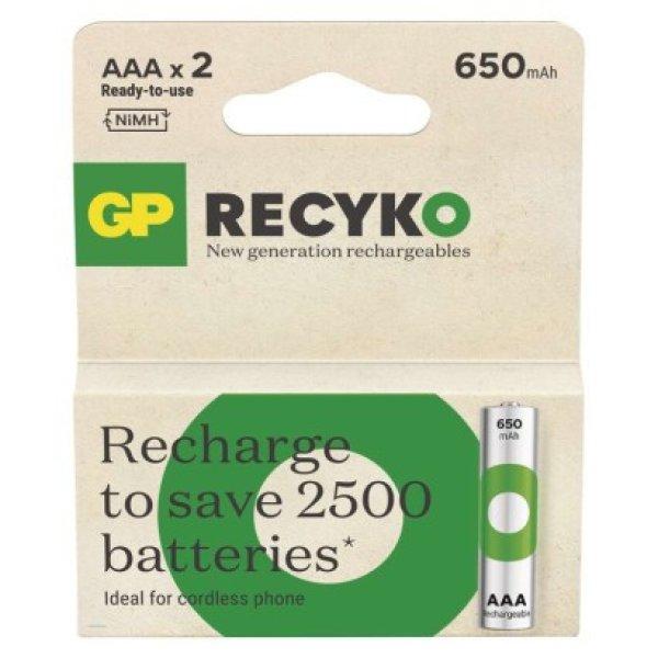 GP ReCyko NiMH újratölthető elem HR03 (AAA) 650mAh 2db. 1000+ töltési
ciklus