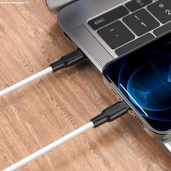 Hoco. X21 Plus Szilikon Gyorstöltő Adatkábel USB C - Lighting típusú
csatlakozóval Fehér-fekete