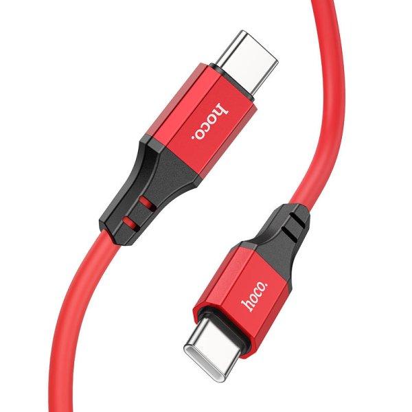 Hoco. X86 Szilikon Gyorstöltő Adatkábel USB C - USB C típusú csatlakozóval
Fekete