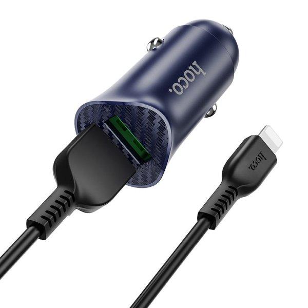 Hoco. Z39 Autós Gyorstöltő Adapter QC3.0 töltő kábellel Fekete / Micro USB