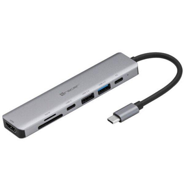 Tracer A-2, 60 W, 7 portos, USB, USB Type C, HDMI 1.4, MicroSD, Aluminium,
Notebook dokkoló