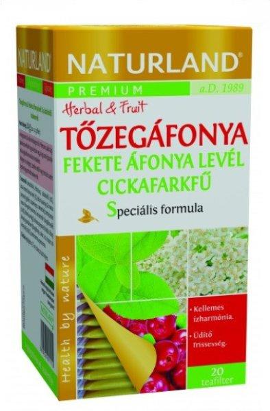 Naturland prémium tőzegáfonya-feketeáfonya-cickafarkfű tea 20x1,2g 24 g