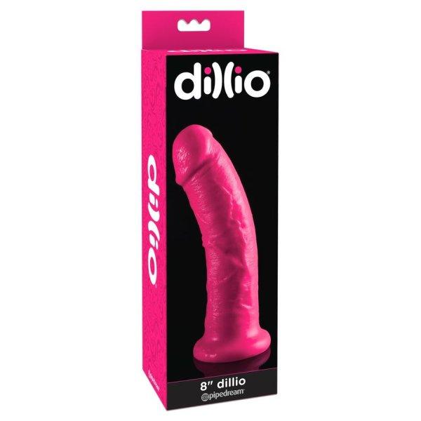 Dillio 8 - tapadótalpas, élethű dildó (20cm) - pink