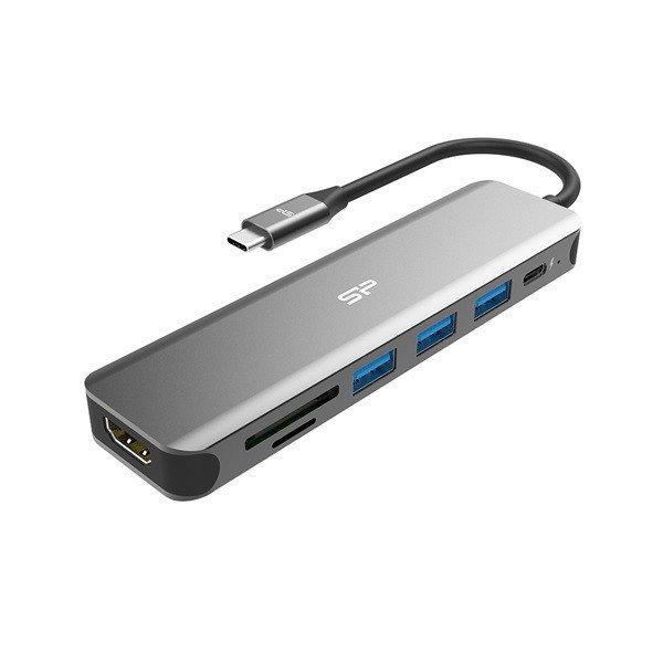 Silicon Power USB HUB - Type-C 7in1 HUB (1db HDMI, 1db MicroSD, SD kártya, 3db
USB3.0, 1db Type-C ) Fekete