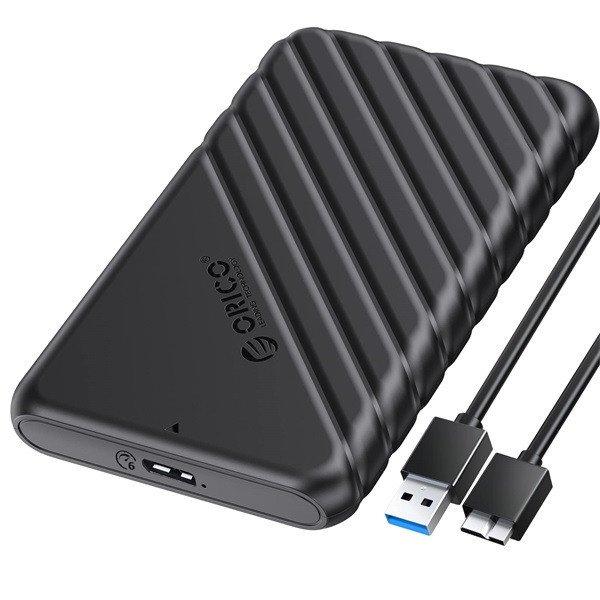 Orico Külső HDD/SSD Ház 2.5" - 25PW1-U3-BK/158/ (USB-A 3.0, Max. 7-9,5
mm, Max.: 4TB, fekete)