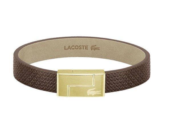 Lacoste Barna bőr karkötő Monogram Leather 2040187 17,5 cm