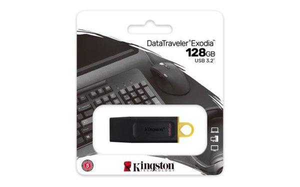 Pendrive, 128GB, USB 3.2, KINGSTON "DataTraveler Exodia",
fekete-sárga