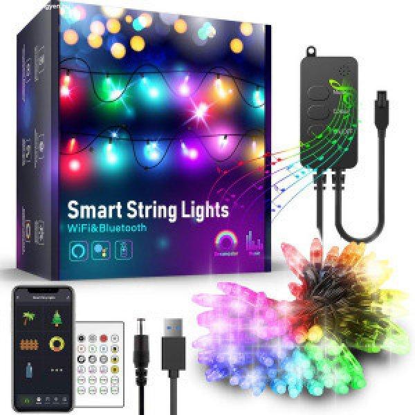 Smart fényfüzér - USB - 50 RGB LED - 5 m - Wi-Fi, bluetooth