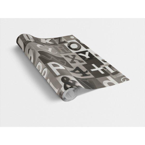 ALPHA BLACK / fekete szürke betűk 45cm x 15m öntapadós tapéta