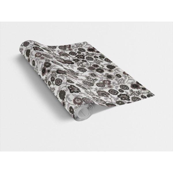 FLEUR GREY / fekete szürkés virágos 45cm x 15m öntapadós tapéta