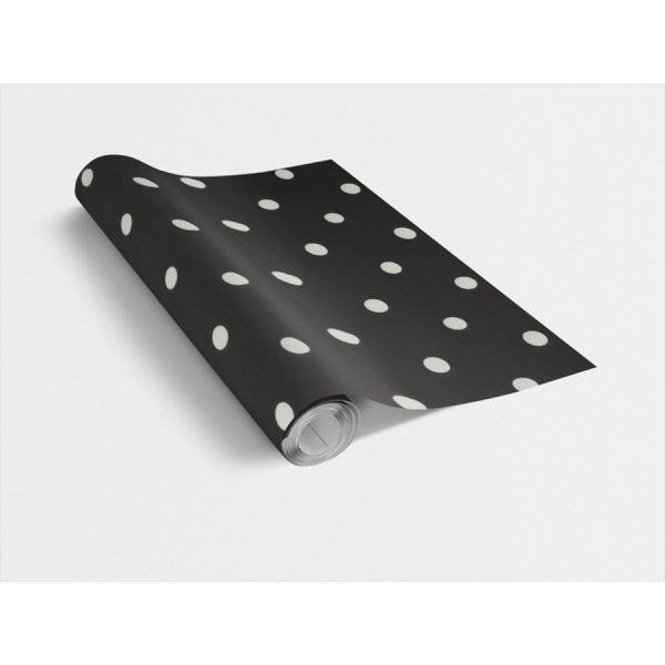 DOTS BLACK / fekete pöttyös 45cm x 15m öntapadós tapéta