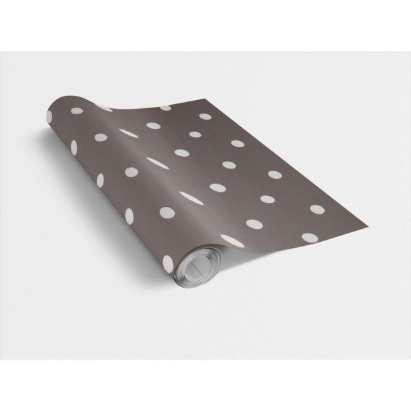 DOTS TAUPE / barnás szürke pöttyös 45cm x 15m öntapadós tapéta