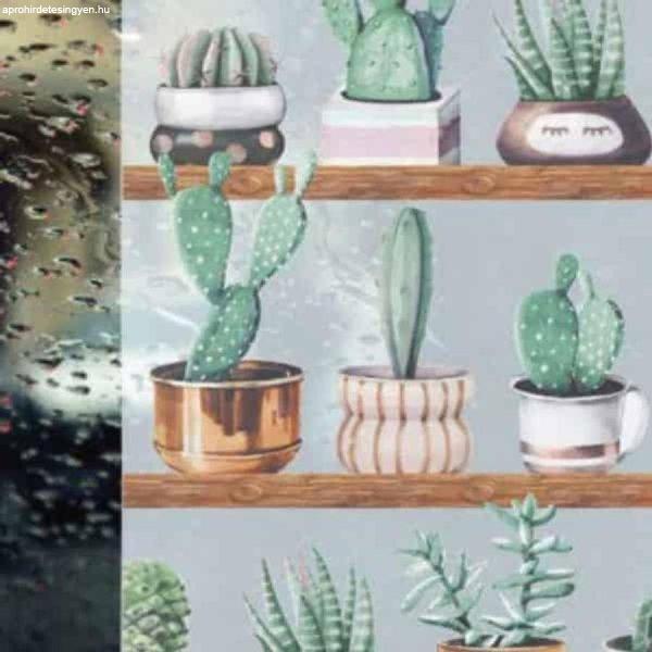 14150 - Cactus 3D kaktuszos sztatikus ablakfólia, üvegre/ablakra 67,5 cm x 15
m