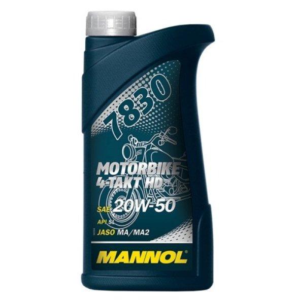 Mannol 4-Takt Motorbike 4T 20W50 1L 7830 4T Motorbike Hd Api Sl, Jaso Ma/Ma2