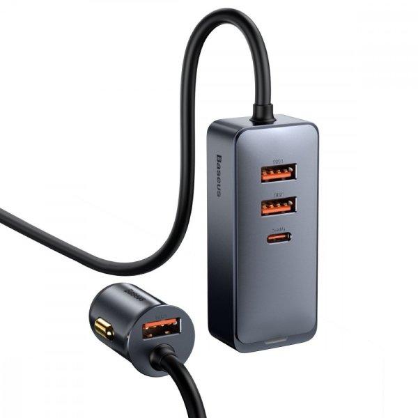 Baseus Share Together autós töltő hosszabbítóval, 3x USB, USB-C, 120W
(szürke)