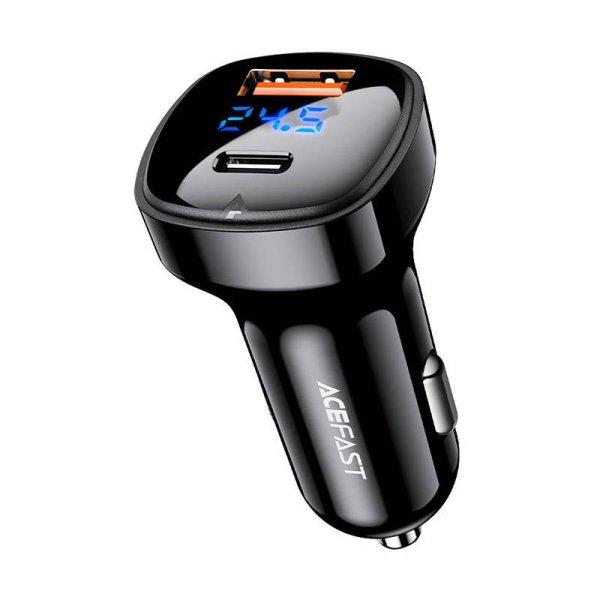 AUTÓS TÖLTŐ Acefast B4, 66W, USB-C + USB, KIJELZŐVEL (black)