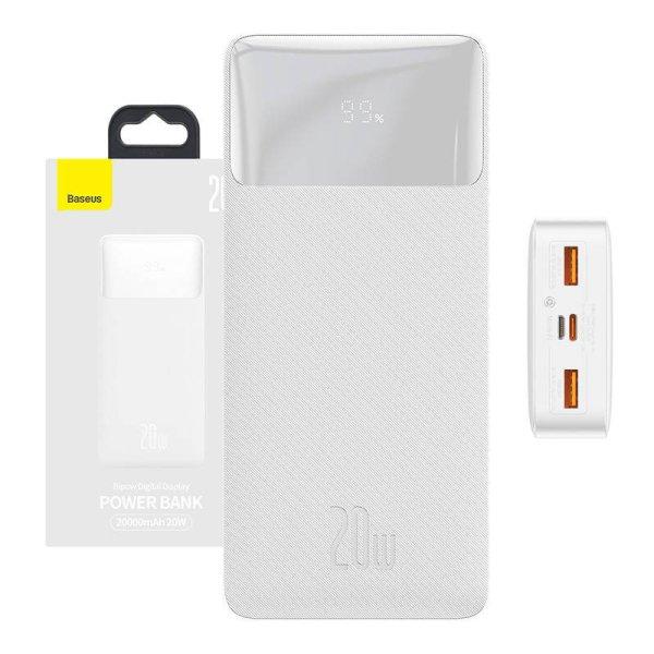 Baseus Bipow Powerbank, 20000mAh, 20W (fehér)