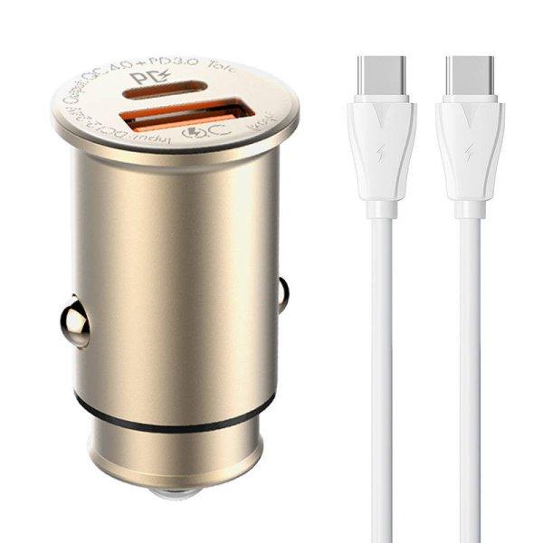 LDNIO C506Q USB, USB-C AUTÓS TÖLTŐ + USB-C - USB-C KÁBEL