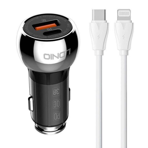 LDNIO C1 USB, USB-C Car töltő + USB-C-AUTÓS KÁBEL