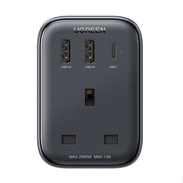 Utazási adapter UK–EU csatlakozó UGREEN CD314 2xUSB-A, 1xUSB-C