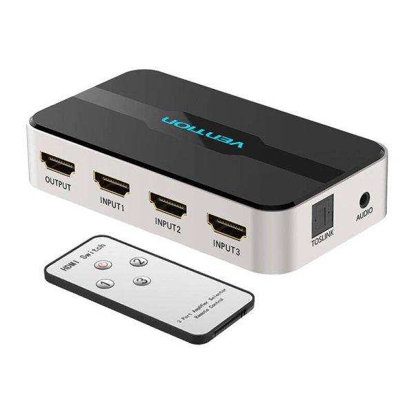 Vention AFJH0 3 in 1 out HDMI kapcsoló hangleválasztással (szürke).