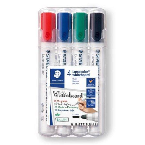 Táblamarker készlet, 2 mm, kúpos, STAEDTLER "Lumocolor® 351", 4
különböző szín