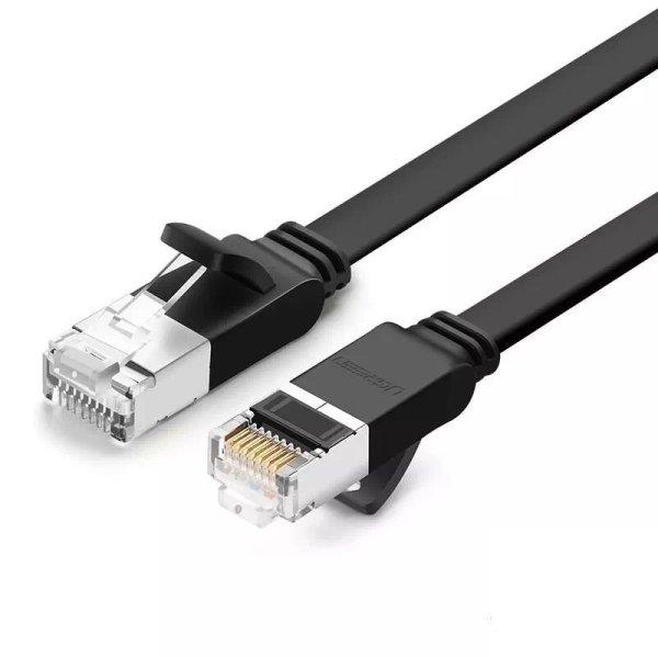 UGREEN lapos hálózati kábel fém csatlakozókkal, Ethernet RJ45, Cat.6, UTP,
0,5 m (fekete)