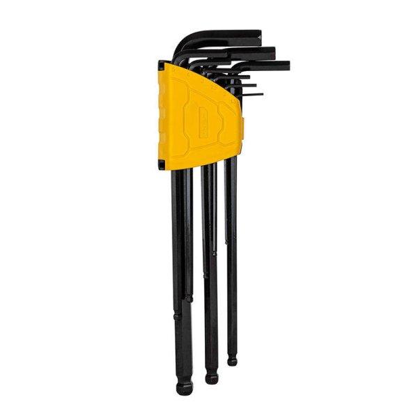 Extra hosszú gömbvégű hatlapfejű kulcskészlet Deli Tools EDL232309H,
1,5-10mm, 9db