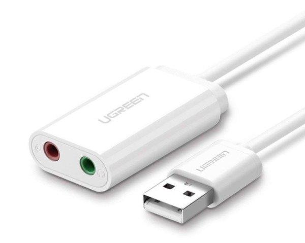 UGREEN 15 cm-es USB külső hangkártya (fehér)