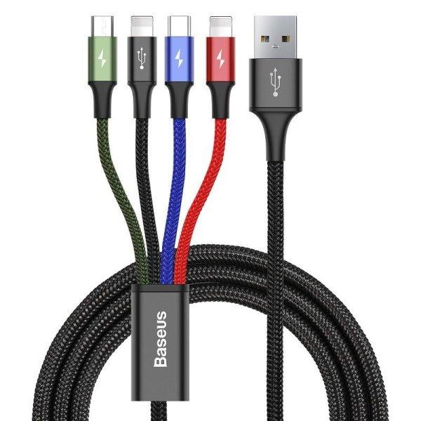 Baseus Fast 4 az 1-ben USB-C / 2x Lightning / Micro 3,5A 1,2 m-es kábel
(fekete)