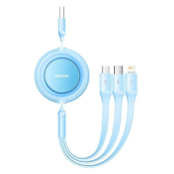 Baseus Bright Mirror 2, 3 az 1-ben Mikro USB / Lightning / USB-C kábel, 3.5 A,
1.1 m (égszínkék)