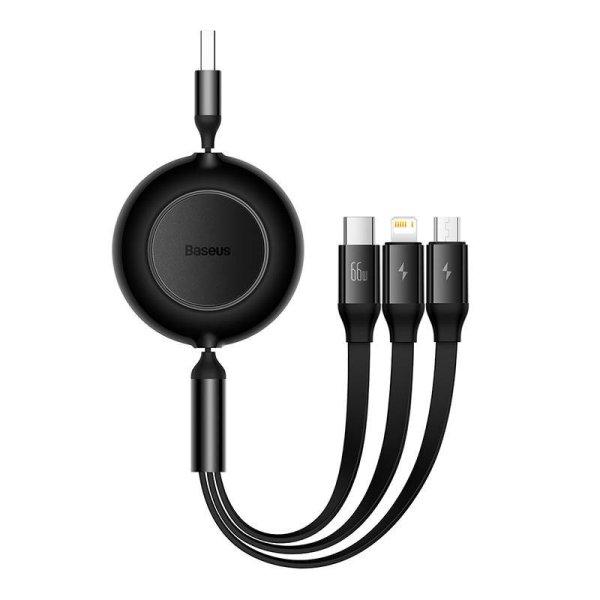 Baseus Bright Mirror 3, 3 az 1-ben Mikro USB / Lightning / USB-C kábel, 66W /
2A, 1.1 m (fekete)