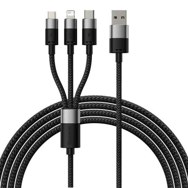 Baseus StarSpeed 3 az 1-ben töltőkábel USB - USB-C + Micro + Lightning 3,5A,
1.2m (fekete)