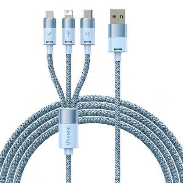 Baseus StarSpeed 3 az 1-ben töltőkábel USB - USB-C + Micro + Lightning 3,5A,
1.2m (kék)