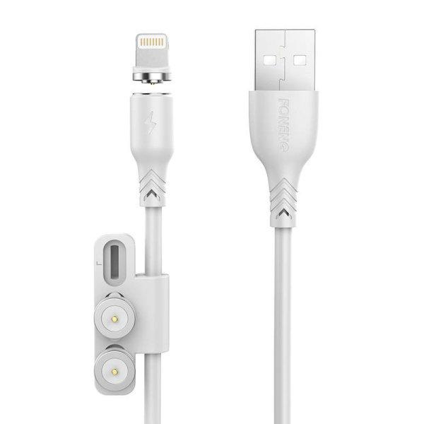 3 az 1-ben USB-kábel Foneng X62 mágnessel (fehér)