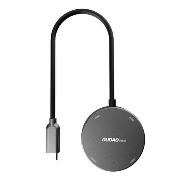 Dudao A15B 4 az 1-ben adapter, USB 3.0 + 3x USB 2.0 – USB-C (szürke)