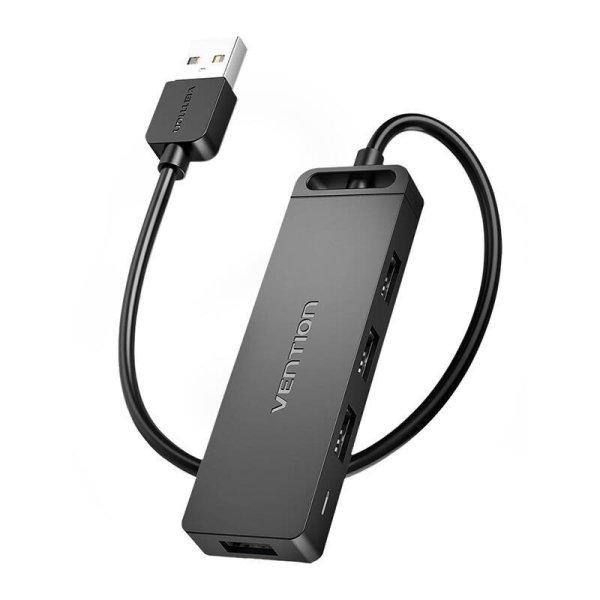 USB 2.0 hub 4 porttal és tápegységgel Vention CHMBF Black