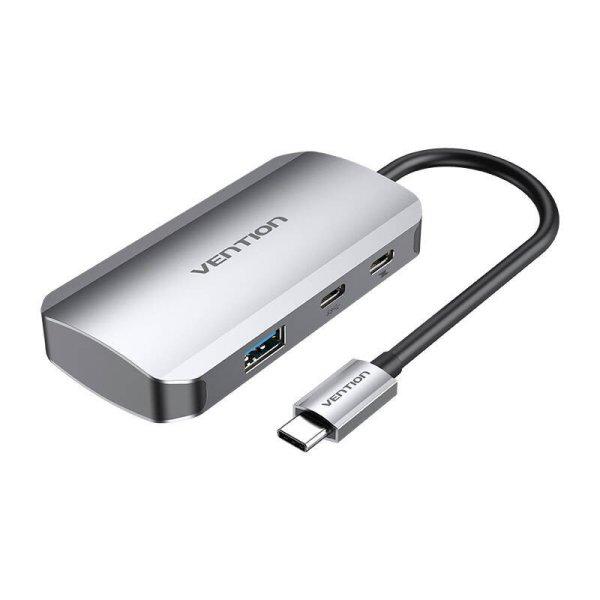 USB-C – USB-C, 3x USB3.0, PD 0,15 m-es dokkolóállomás Vention TNDHB szürke